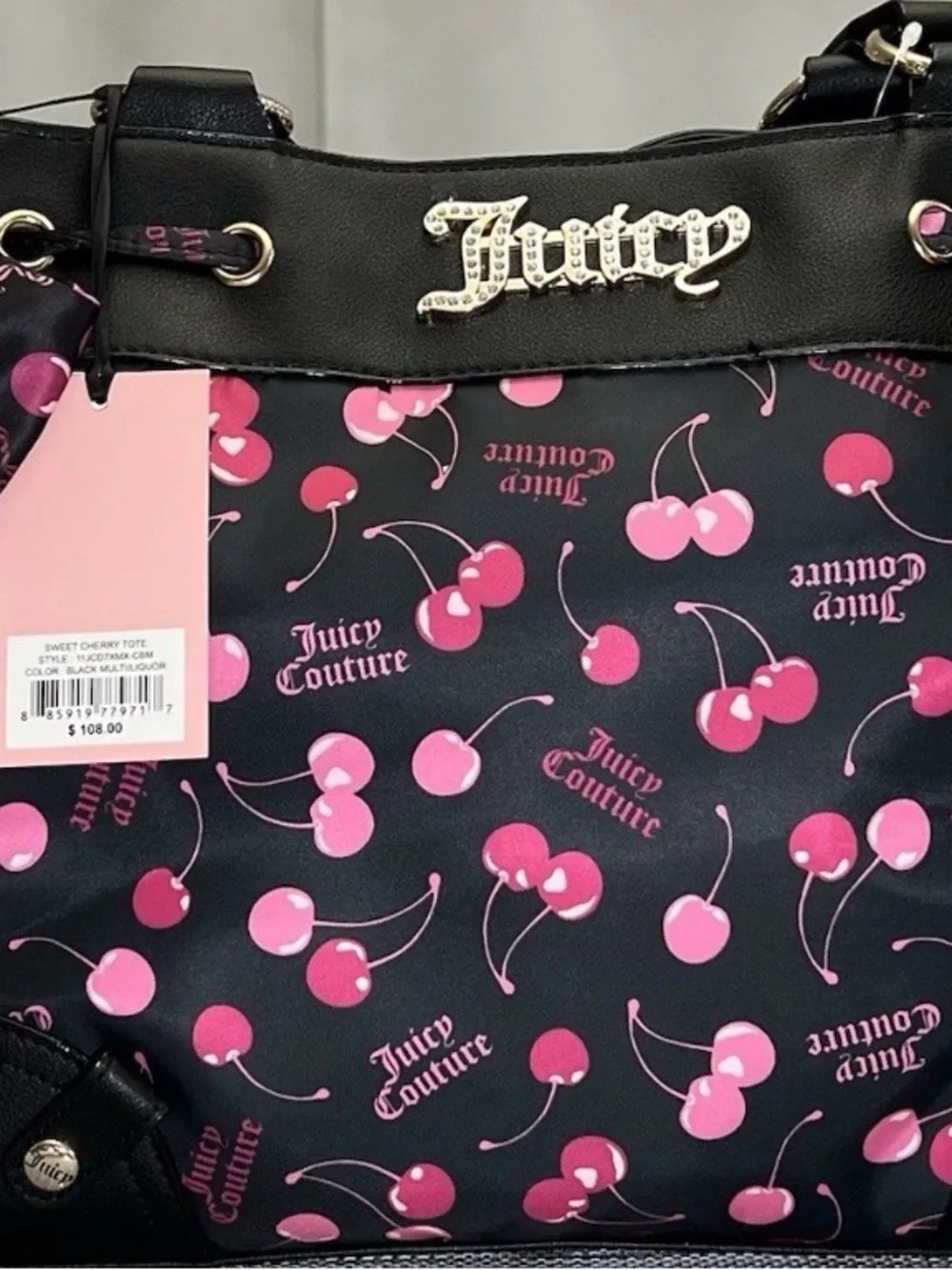 Juicy Couture Black & Pink Cherry Tote Bag daydreamer